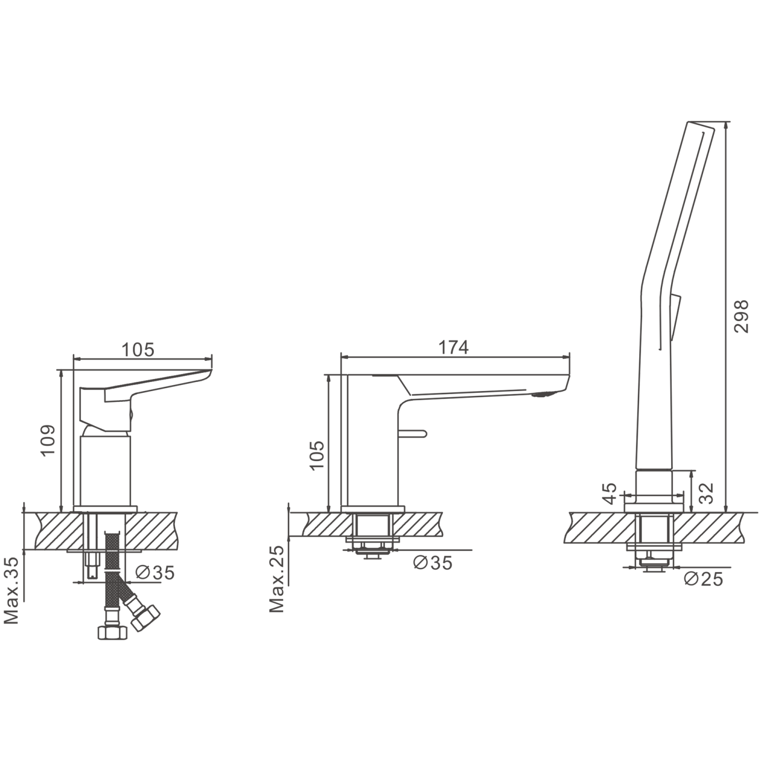 Смеситель для ванны BELZ на борт хром (B66715) - фото 2