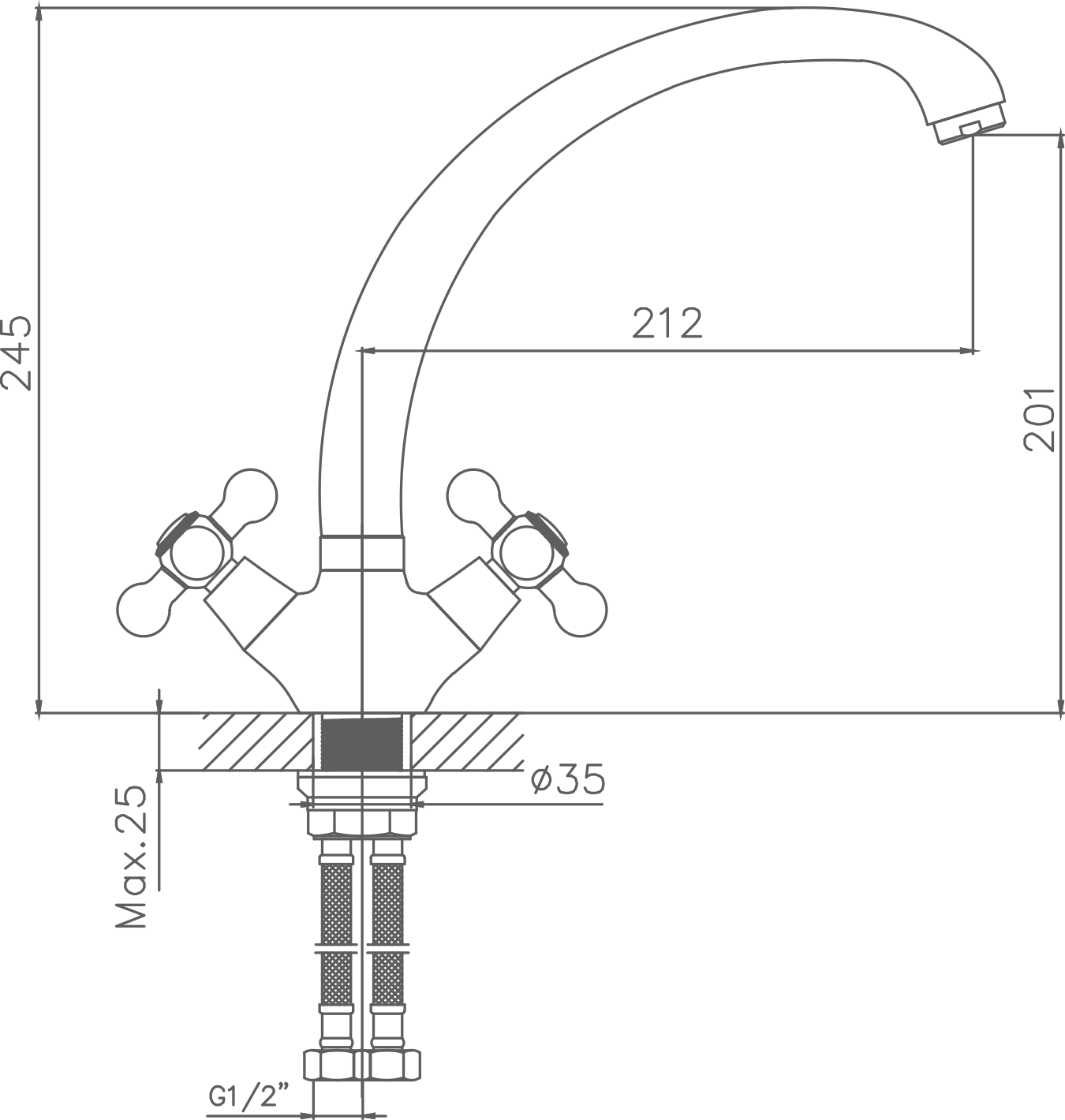 Смеситель для кухни Cron хром (CN4319) - фото 2