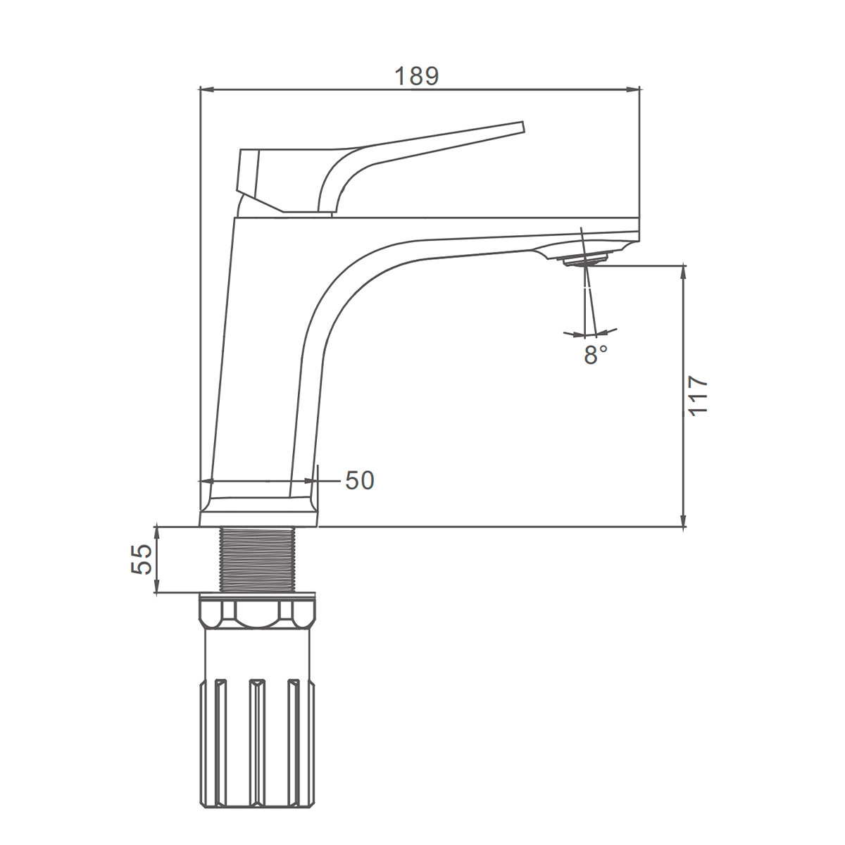 Смеситель Prohanss для раковины монолитный, графит (P62.10.09) - фото 2