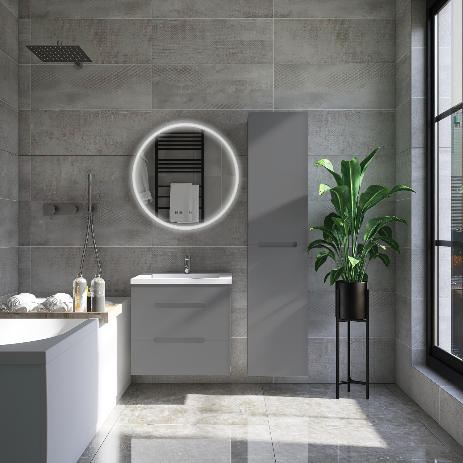 Пенал VIANT "Марсель" подвесной правый/левый графит 300х300х1600 (VMAR300G-PEN) - фото 2