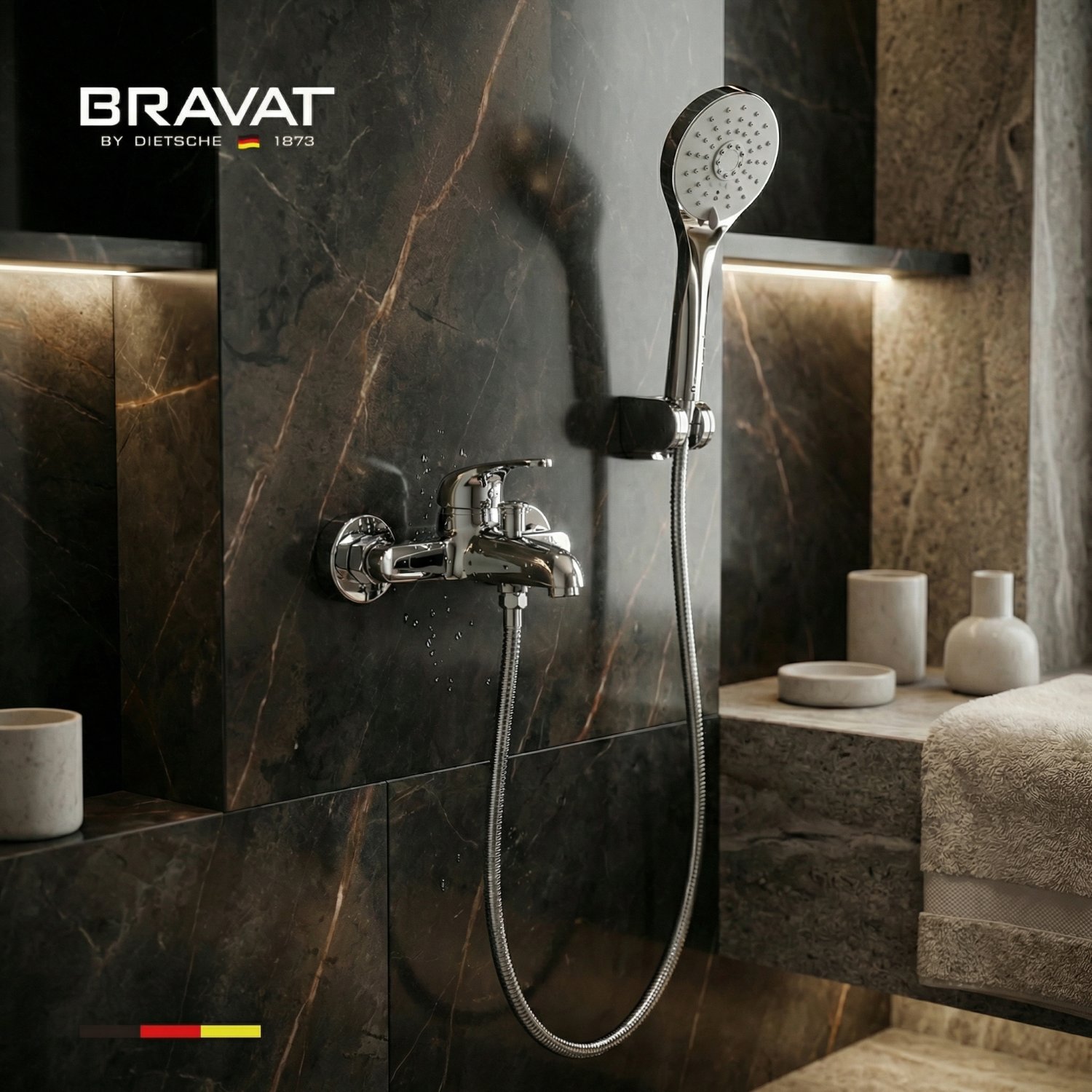 Настенный смеситель для ванны и душа BRAVAT (F6538671CP-B-SW) - фото 2