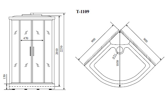 Душевая кабина Timo Standart Silver Fabric 90*90*220 (T-6609SF) Душевая кабина Timo Standart Silver Fabric 90*90*220 (T-6609SF) - фото 2