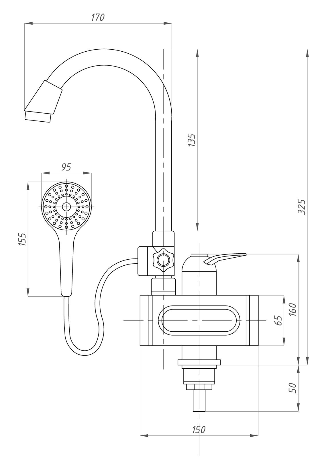 Проточный водонагреватель TSARSBERG электрический с душем (TSB-WH1526) - фото 5