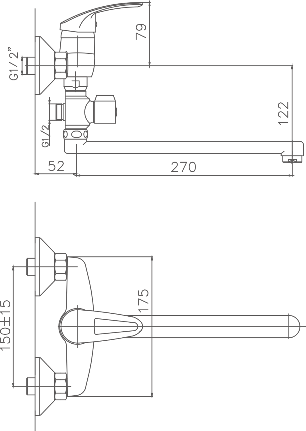 Смеситель для ванны Cron хром (CN2139) - фото 2