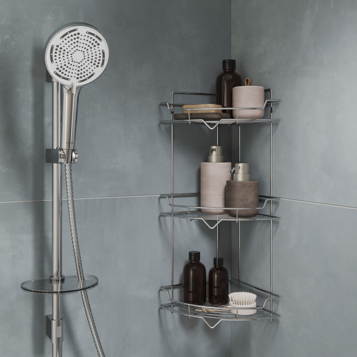 Полка трёхъярусная угловая Milardo Grid проволока стальная, хром (GRICC3CM44) Полка трёхъярусная угловая Milardo Grid проволока стальная, хром (GRICC3CM44) - фото 4