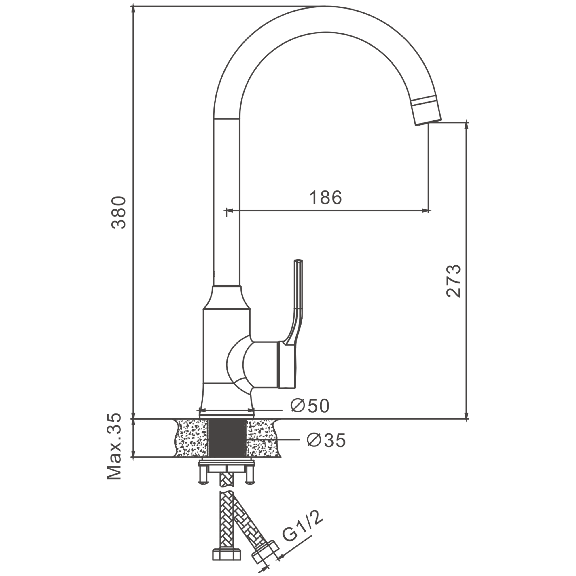 Смеситель для кухни BELZ B612 (B70612) - фото 2