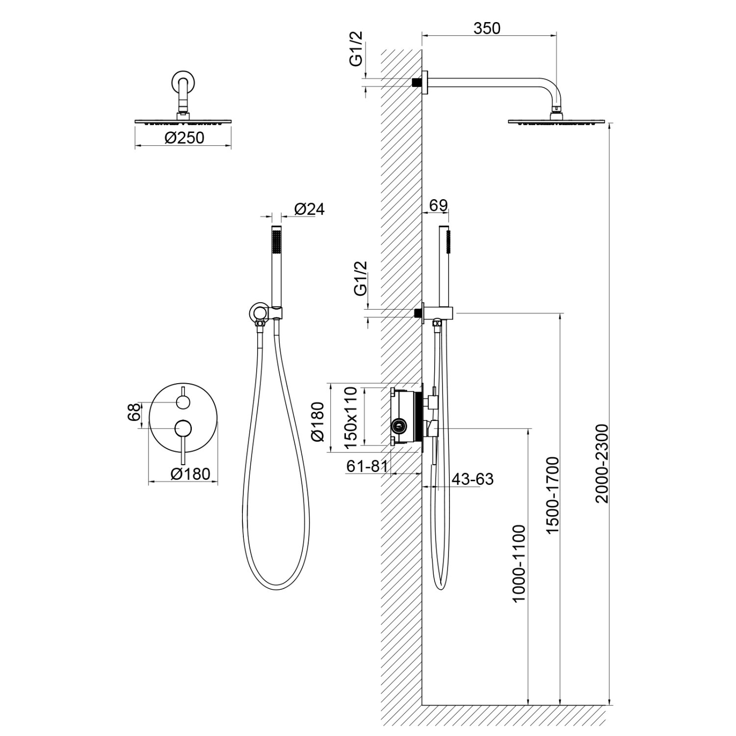 Душевая система встроенная Timo Saona белый матовый (SX-2369/16SM) - фото 3