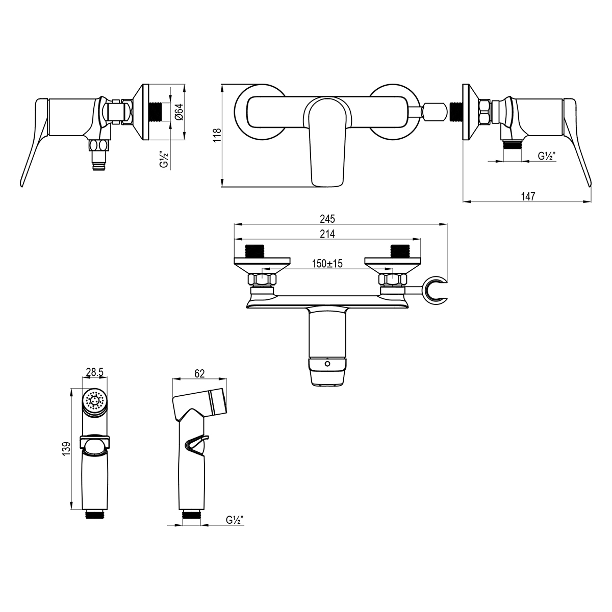 Смеситель Lemark Ortus с гигиеническим душем (LM11318C) - фото 2