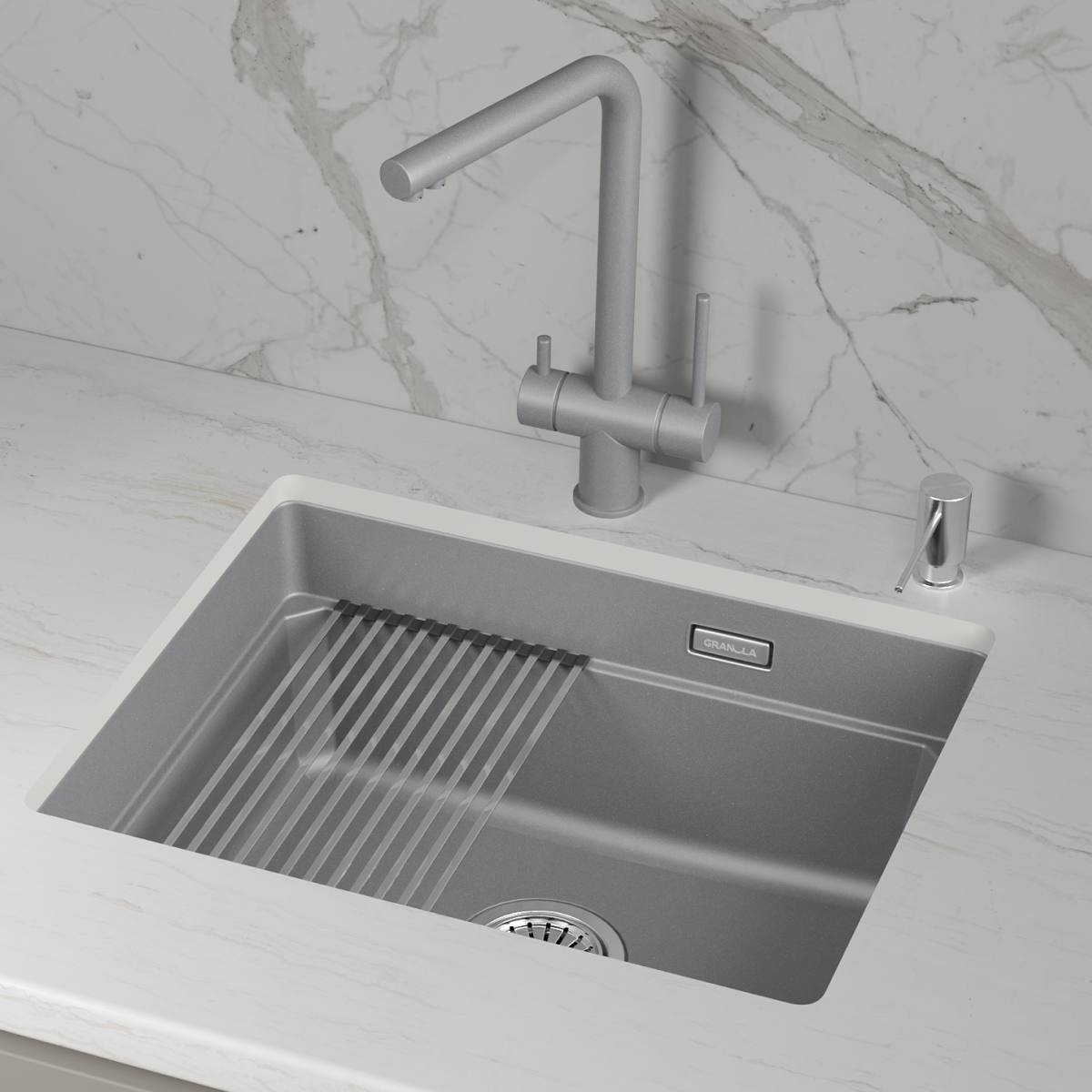 Кухонная мойка GRANULA кварц (5501iU, АЛЮМИНИУМ) - фото 3