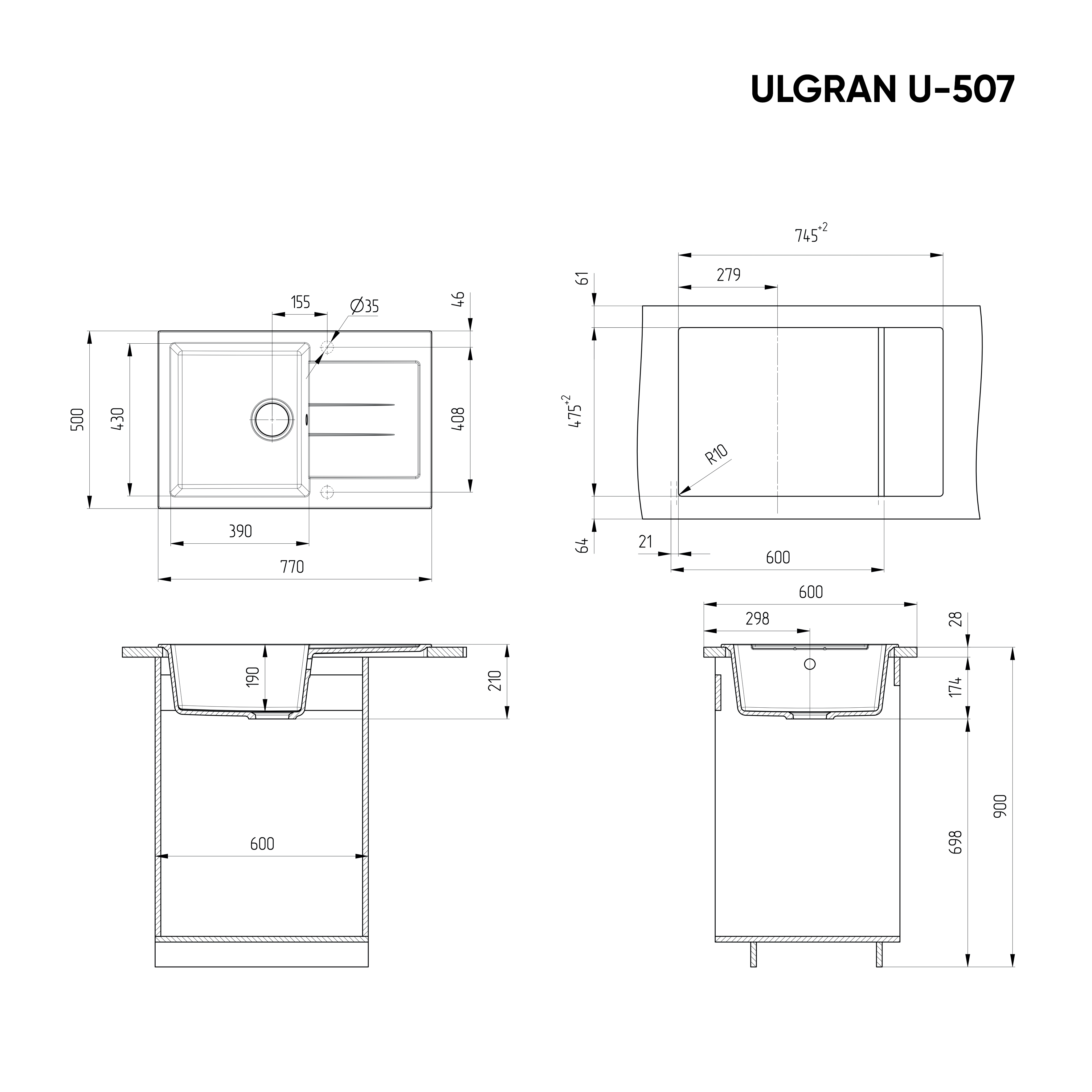 Мойка Ulgran Classic серый (U-507-310) - фото 4