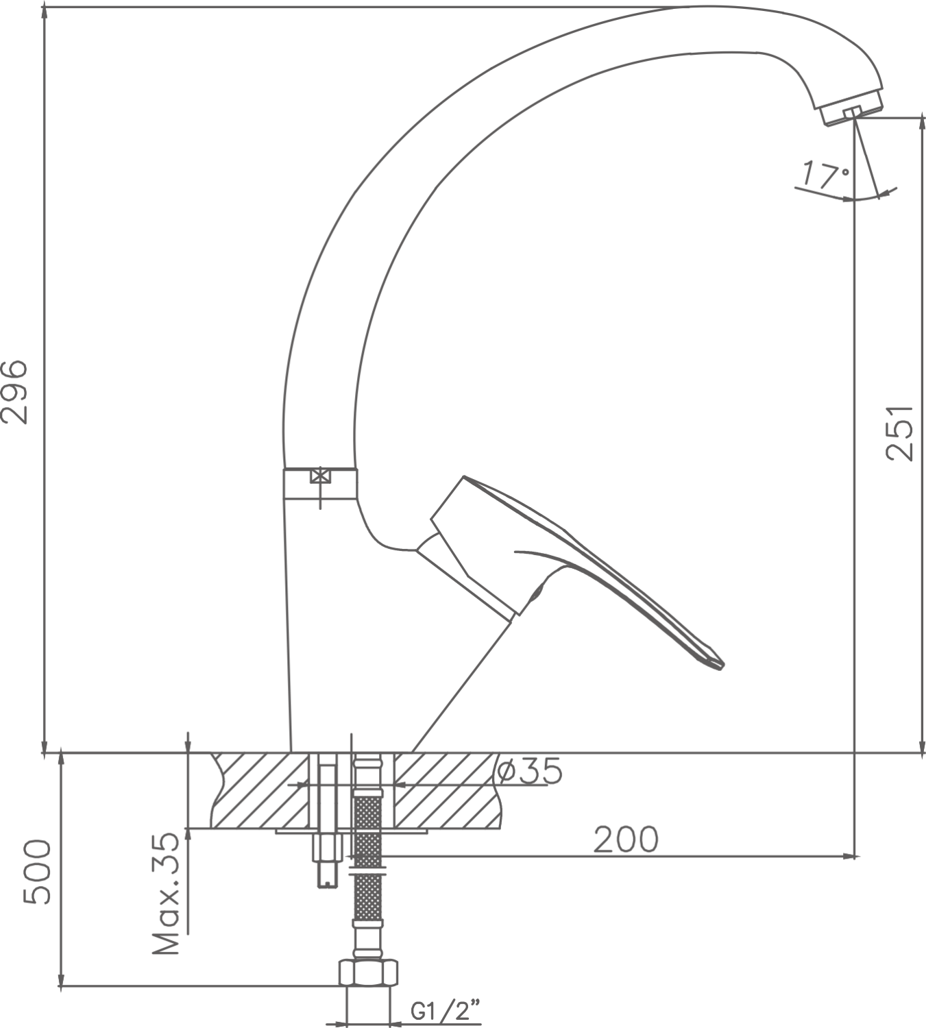 Смеситель для кухни Cron хром (CN4166) - фото 2