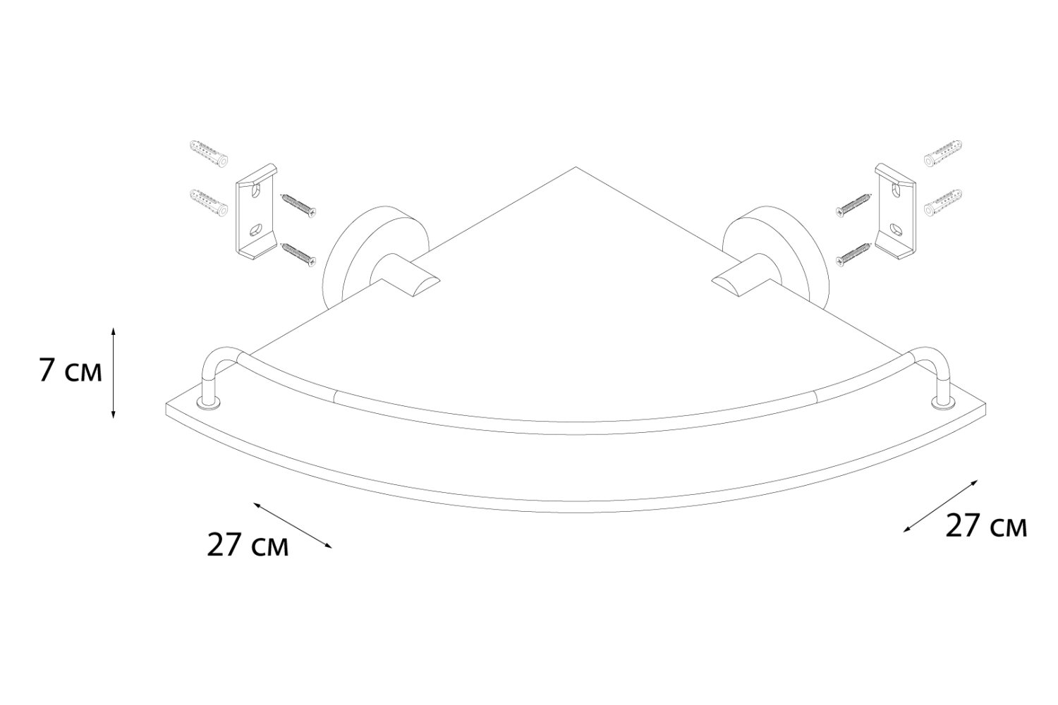 Полка FIXSEN Modern стеклянная угловая (FX-51503A) - фото 3