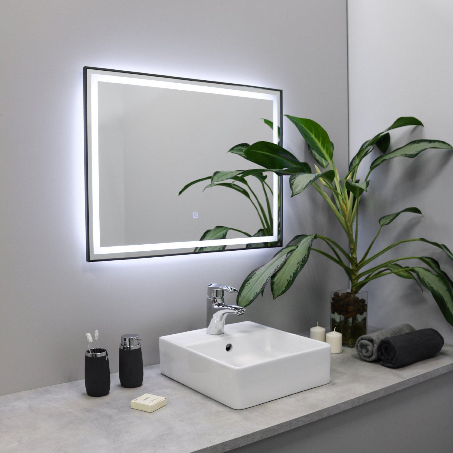 Зеркало FIXSEN с подсветкой LED прямоугольное 100х80 см графит (FX-2100F) - фото 2
