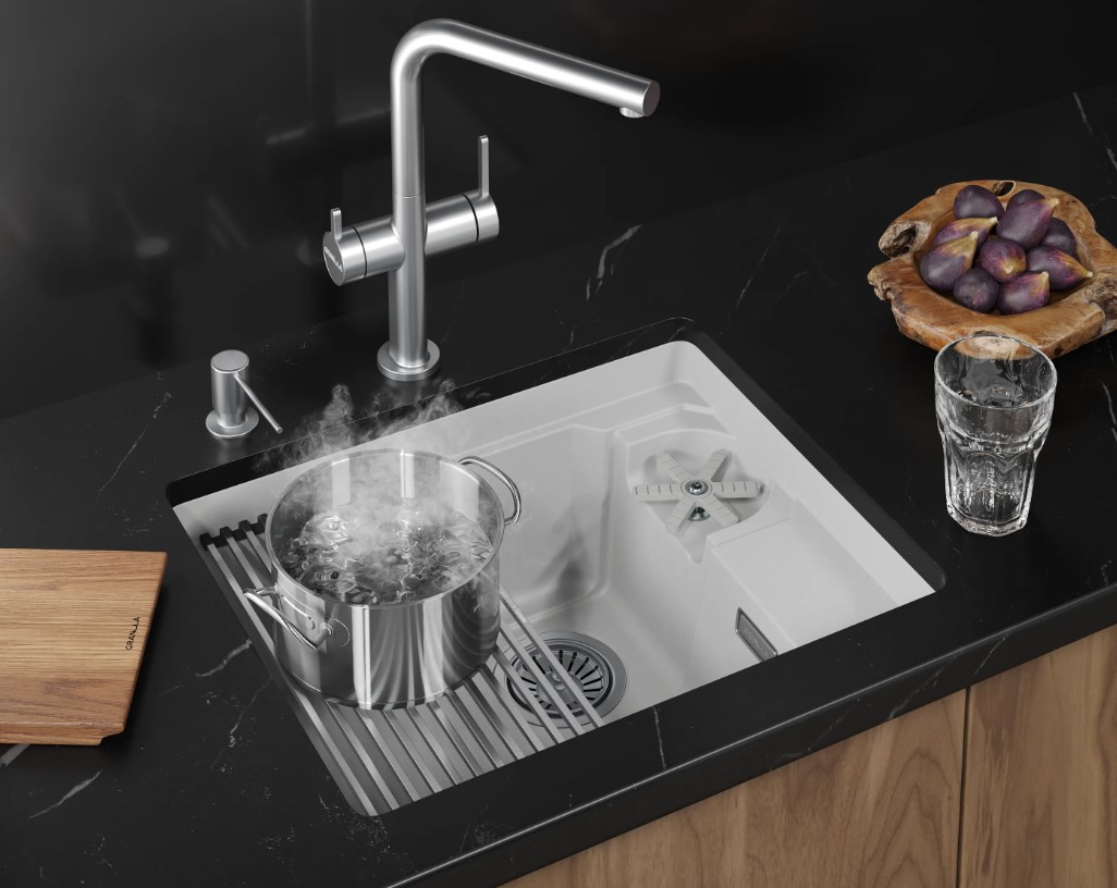 Кухонная мойка GRANULA KITCHEN SPACE RINZER кварц (5505RU, АРКТИК) - фото 5