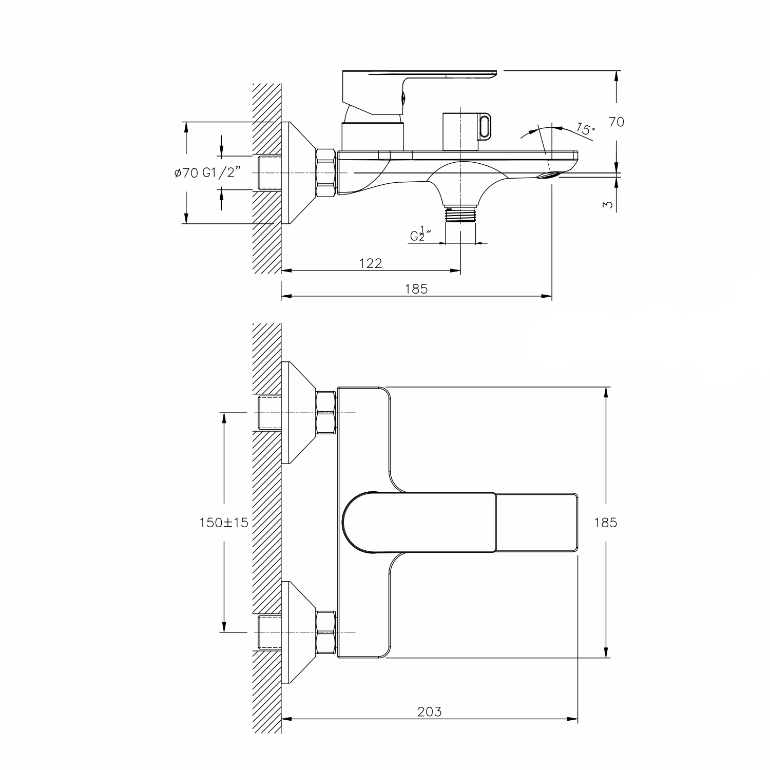 Смеситель для ванны 35k MIXLINE ML33-01 "City White" (553199) - фото 4