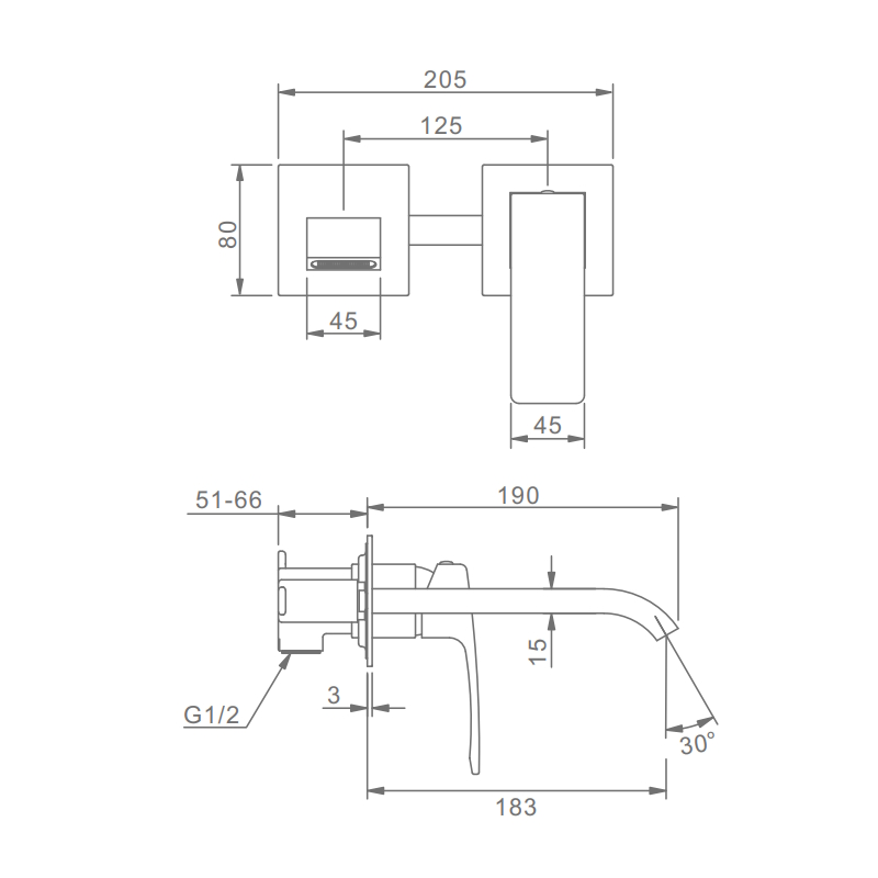 Смеситель Raglo для раковины встраиваемый монолитный, графит (R02.11.09) - фото 2
