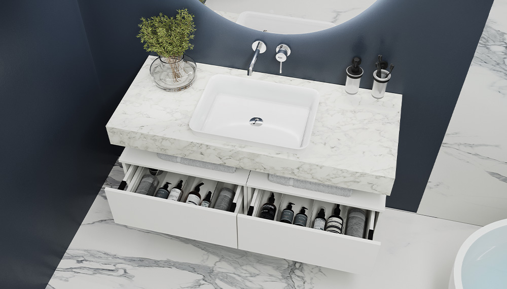 Тумба подвесная Velvex Unit 60, выс. 27, выдв. ящик, белый лед (tp.UNI.60.1Y белый глянец) - фото 4