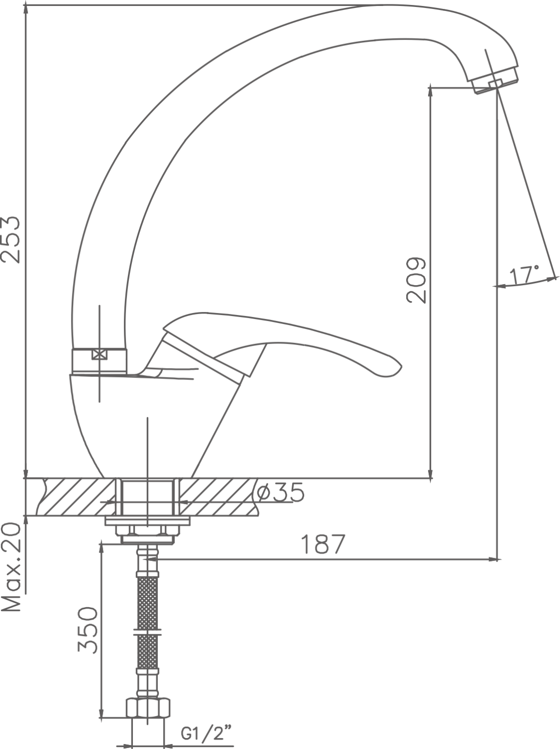 Смеситель для кухни Cron белый (CN4113-8) - фото 2