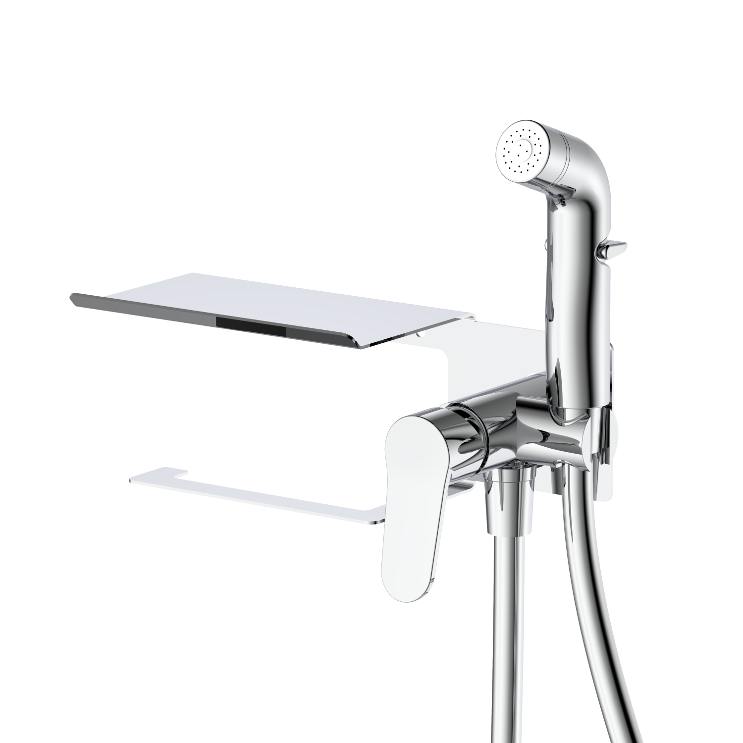 Смеситель с гигиеническим душем и полкой DQ Лейпциг (Leipzig) хром (DA1764541)