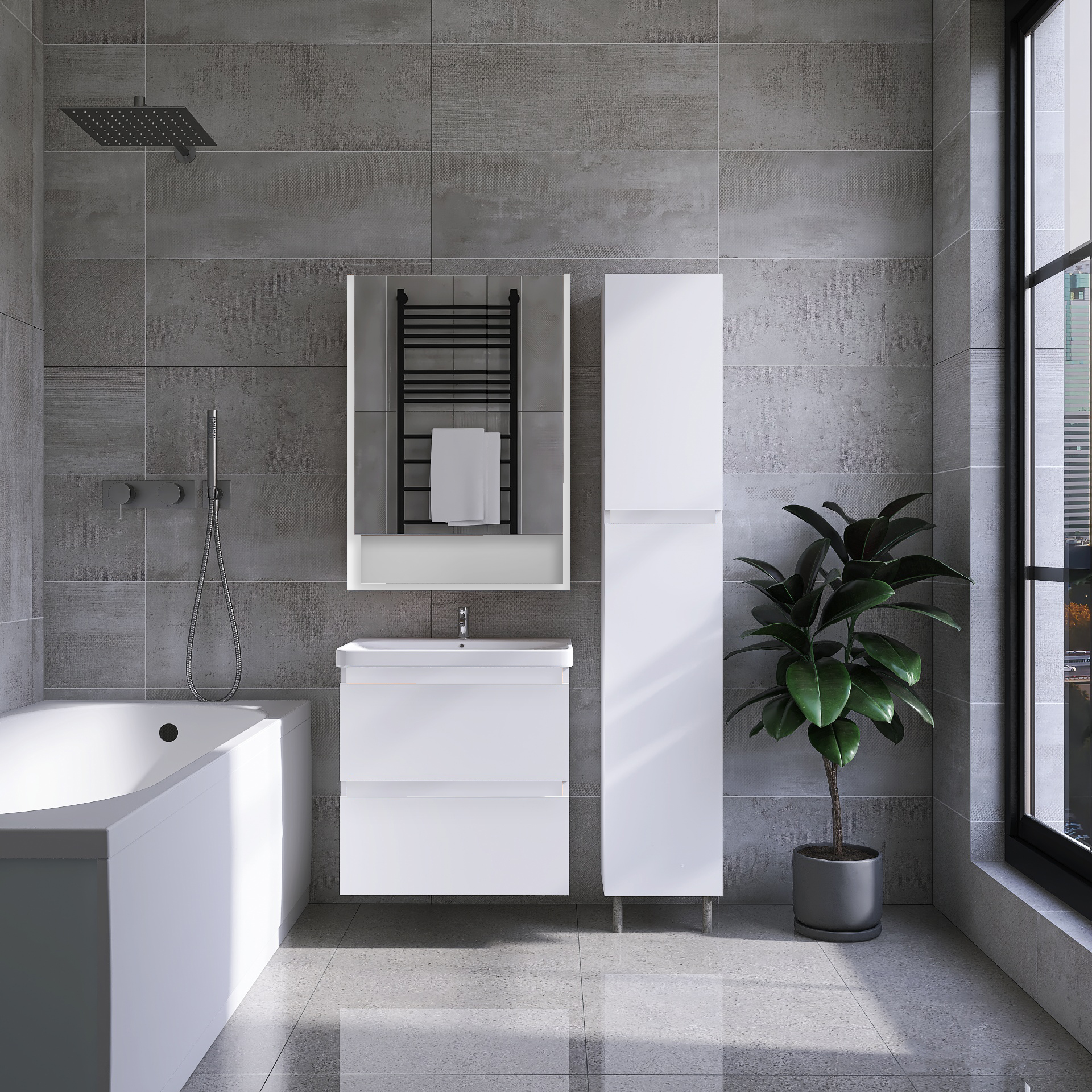 Зеркальный Шкаф VIANT  "Мальта" 70 правый/левый без света белый 134х700х850 (VMAL70BEL-ZSH) - фото 2