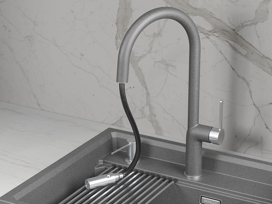 Смеситель для кухни GRANULA (9010, ГРАФИТ) - фото 3