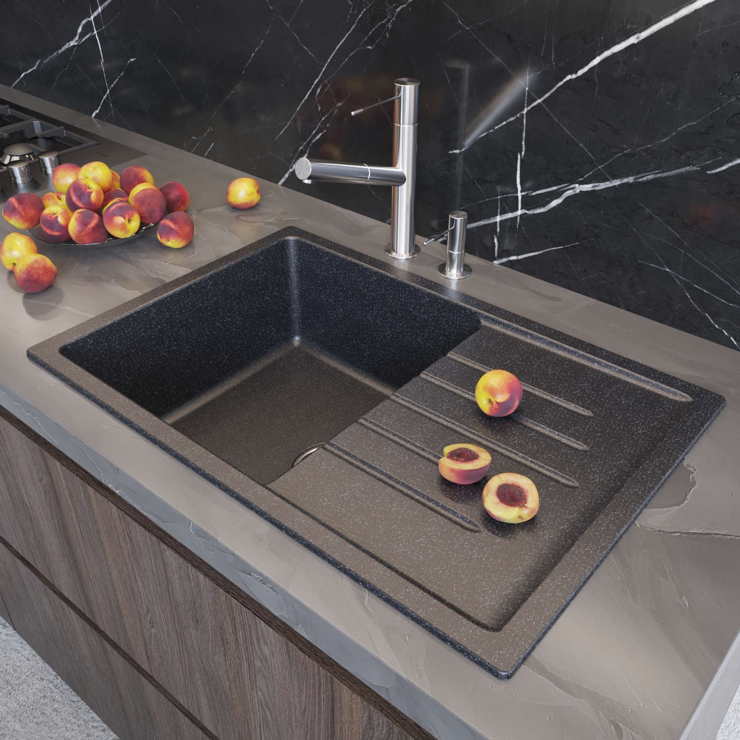 Мойка MIXLINE ML-GM19 с крылом черная (308) 750*500*200мм NEW (551982) Мойка MIXLINE ML-GM19 с крылом черная (308) 750*500*200мм NEW (551982) - фото 4