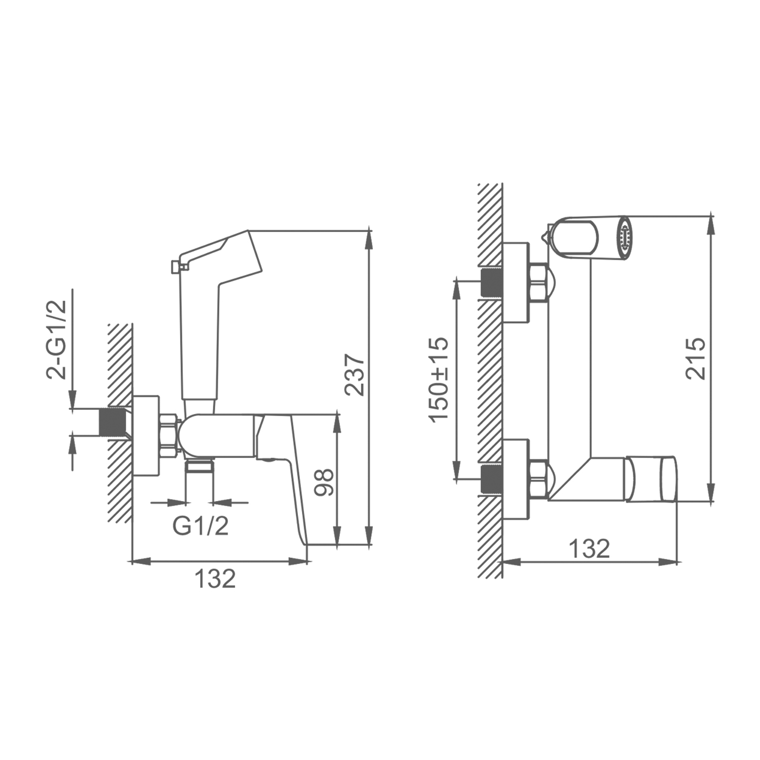 Смеситель Splenka с гигиеническим душем настенный графит (S41.51.09) - фото 2