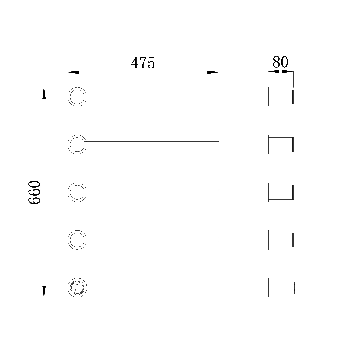 Полотенцесушитель электрический Raglo встраиваемый сенсорный с терморегулятором, сатин золотой (R350.52.03) - фото 2