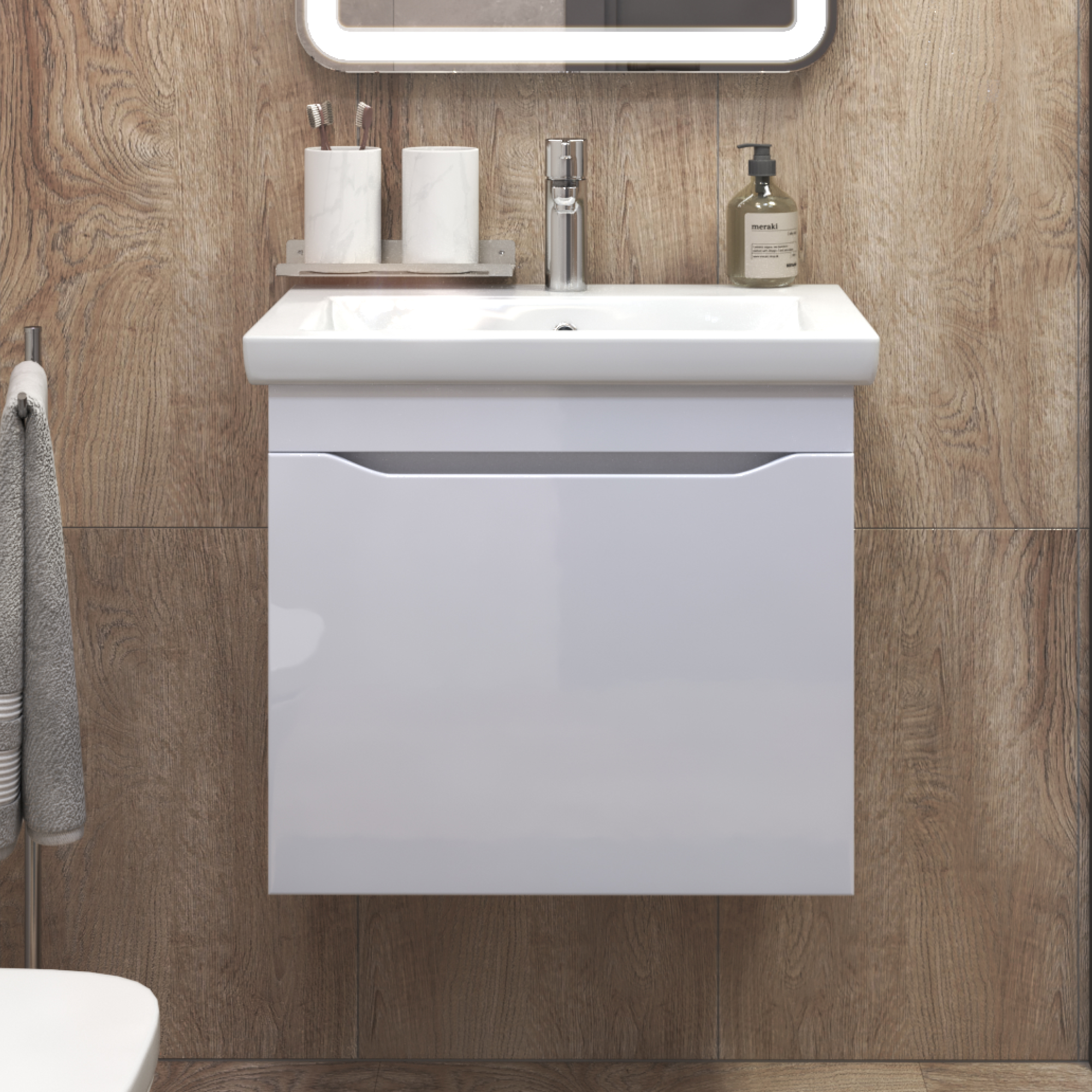 Тумба VIGO Grani под раковину Grani 600-0-1 (Como) навесная (057 белый) - фото 2