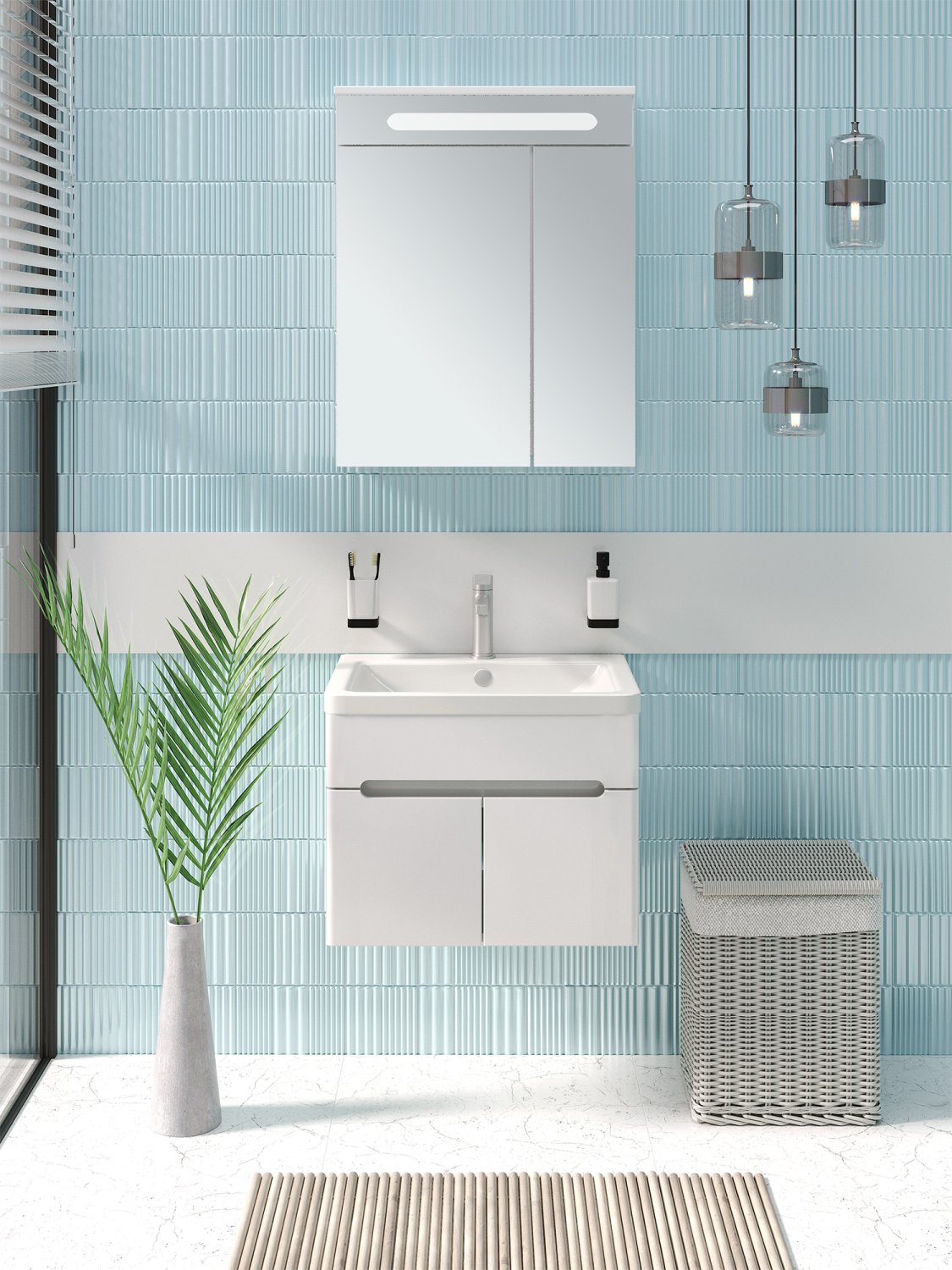 Тумба Runo Парма 60 подвесная 2 двери под умывальник УТ000001837 (Omega 60) (00-00001037) - фото 2