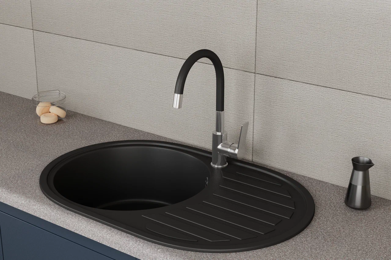 Смеситель для кухонной мойки с гибким изливом RUSH Siple (SI7335-60Black) Смеситель для кухонной мойки с гибким изливом RUSH Siple (SI7335-60Black) - фото 2