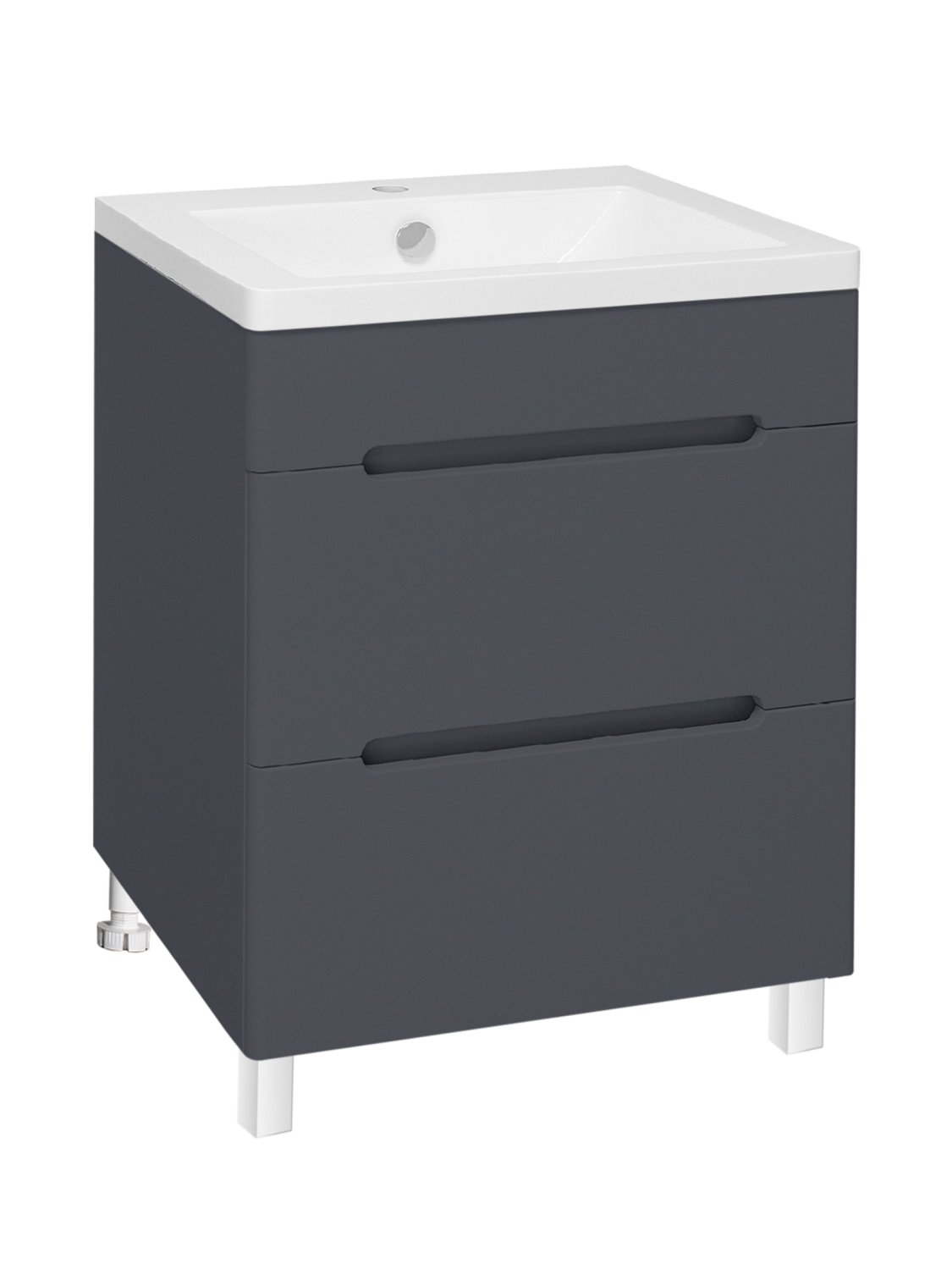 Тумба Runo Парма 60 2 ящика графит под умывальник Omega 60 (00-00001454) - фото 1