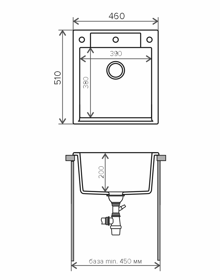 Кухонная мойка POLYGRAN Argo-460 (ARGO-460 Серый №14) - фото 2