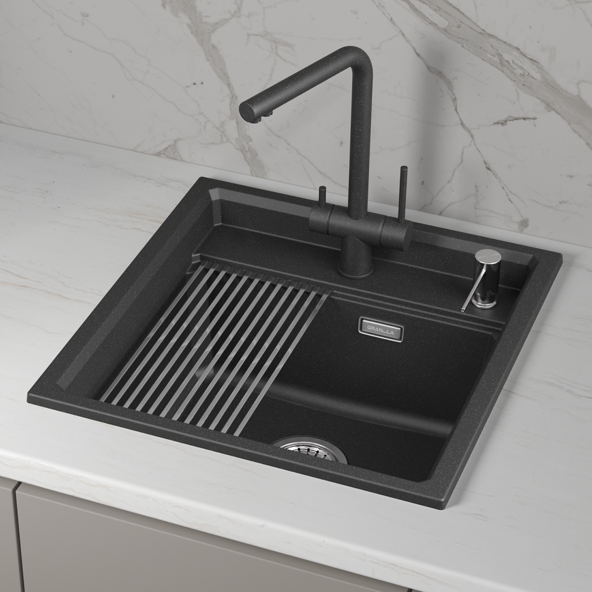 Кухонная мойка GRANULA кварц (5002i, ЧЁРНЫЙ) - фото 2