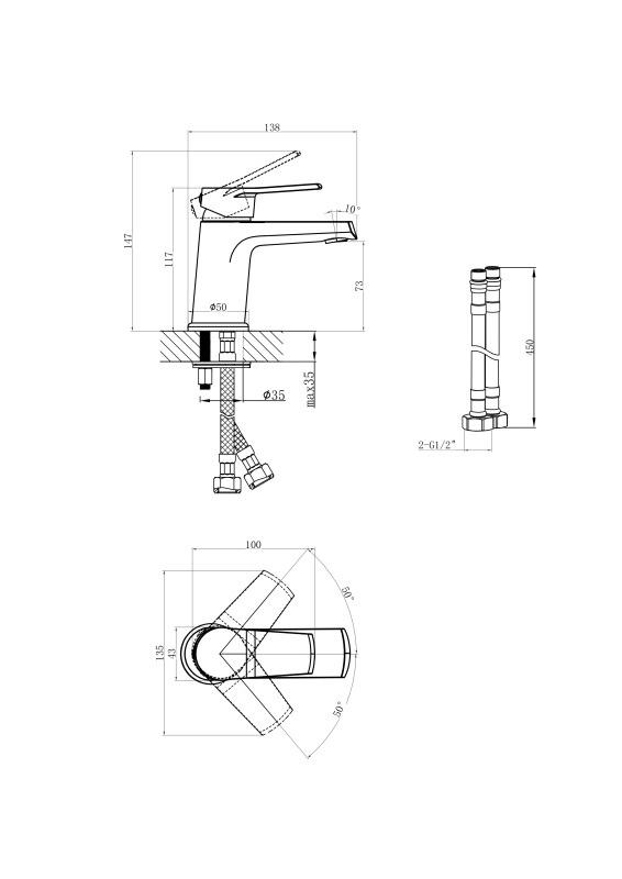 Смеситель для раковины CERSANIT CITY однорычажный черный (68396) - фото 8