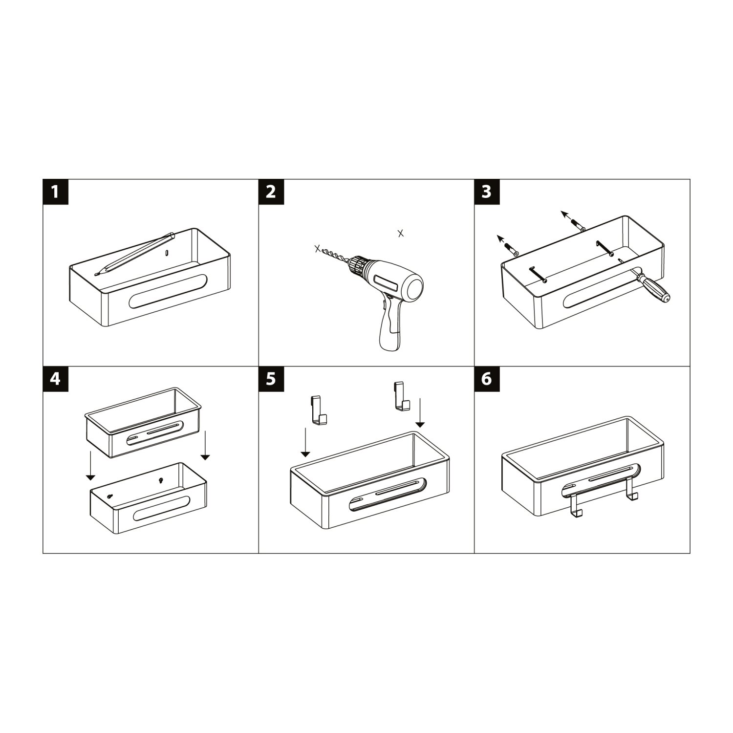 Полка для душа прямая Lemark SHELF LINE из нерж. стали с крючками, черный/ вставка-пластик черный (9772044) - фото 2