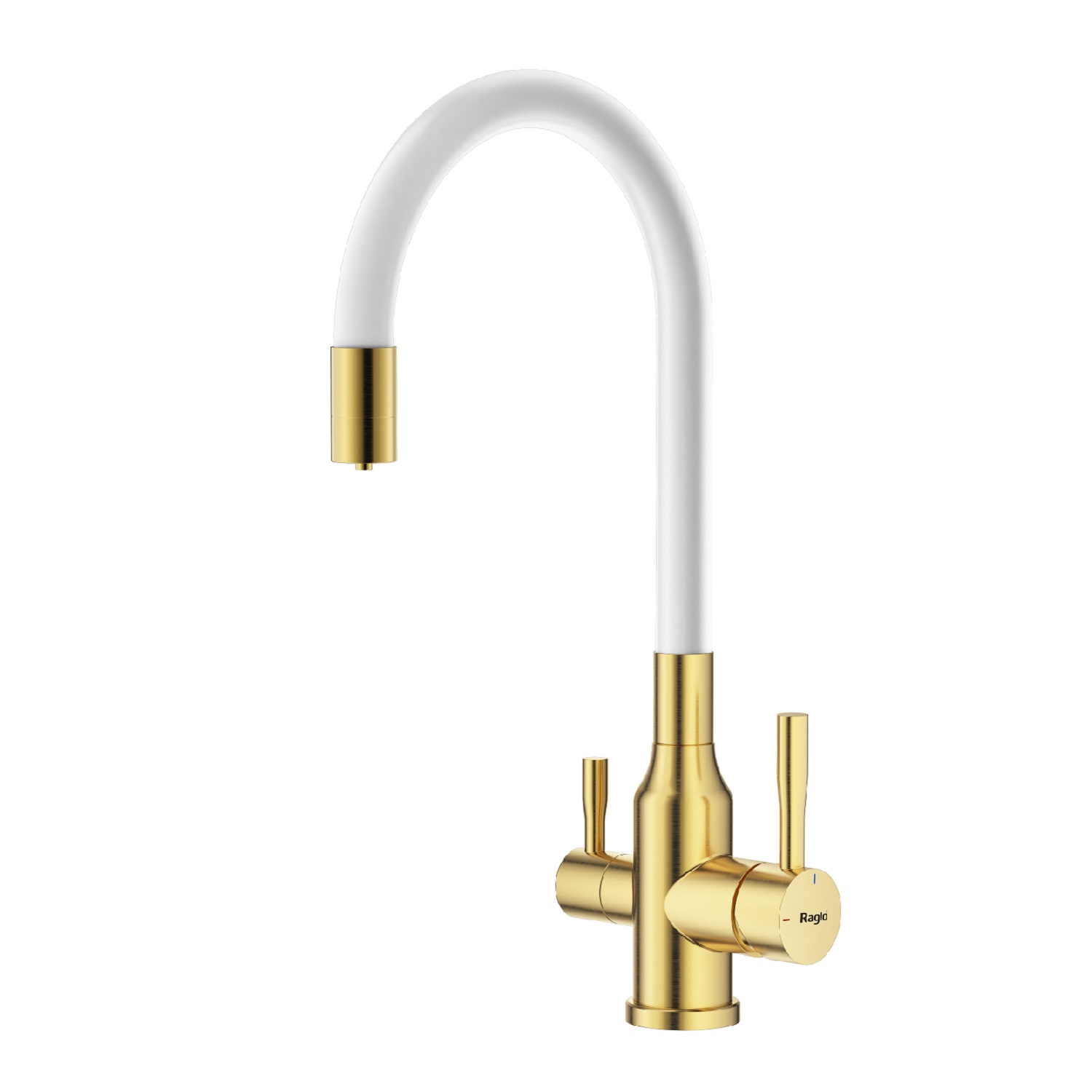 Смеситель Raglo для кухни с подключением к фильтру излив гибкий поворотный, сатин золотой (R81.64.03)