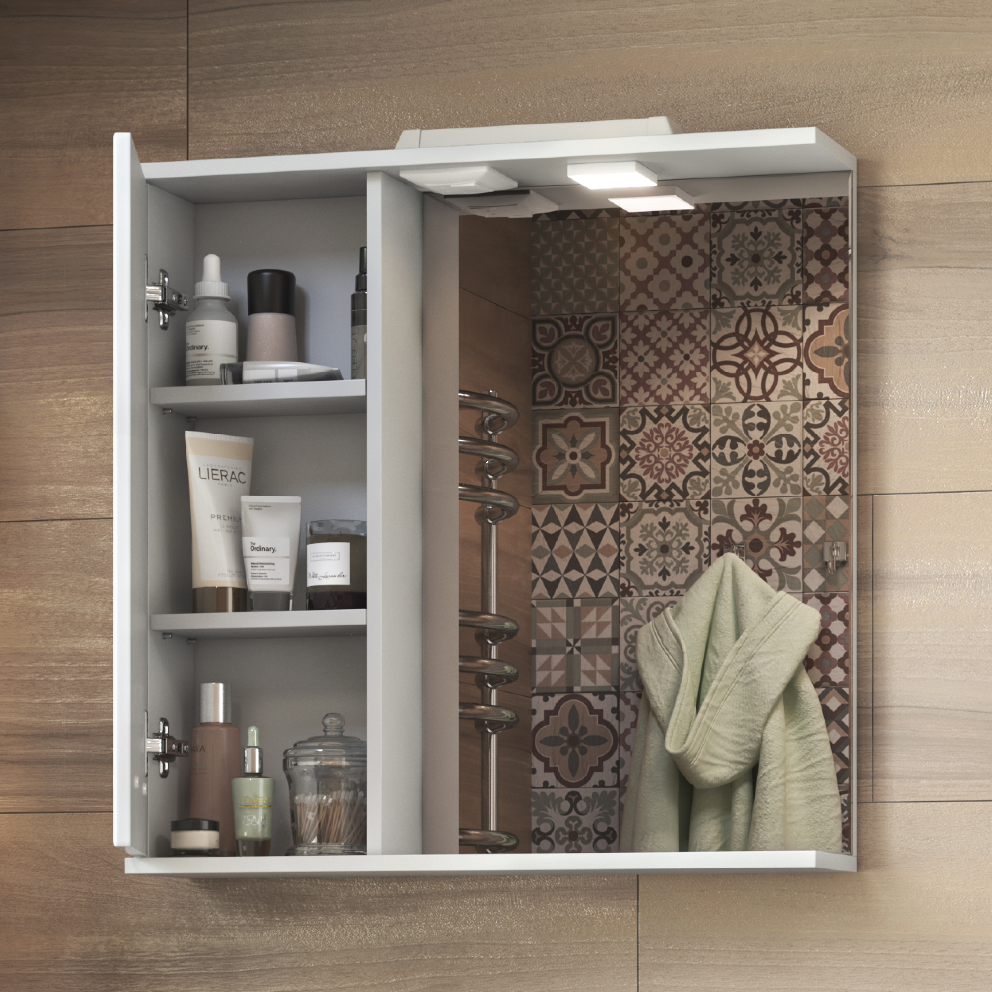 Шкаф VIGO навесной с зеркалом Diana 600 (левый) со спотом (z.DIA.60.L.El) - фото 3