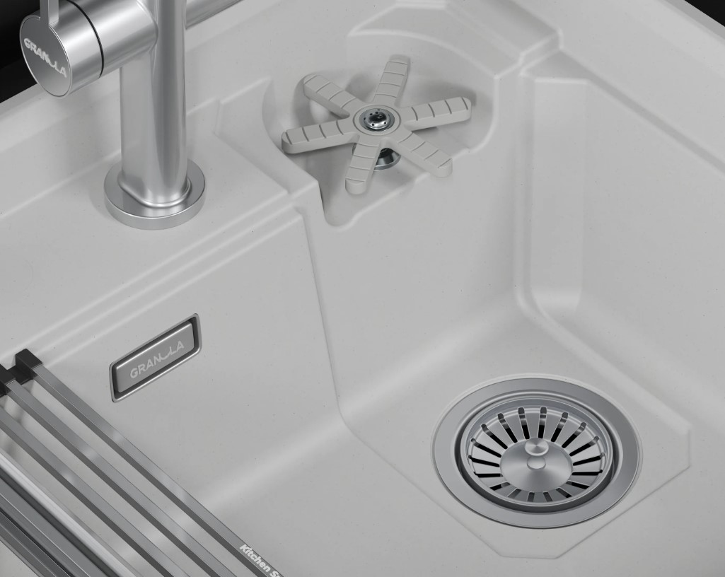 Кухонная мойка GRANULA KITCHEN SPACE RINZER кварц (5807R, АРКТИК) - фото 2