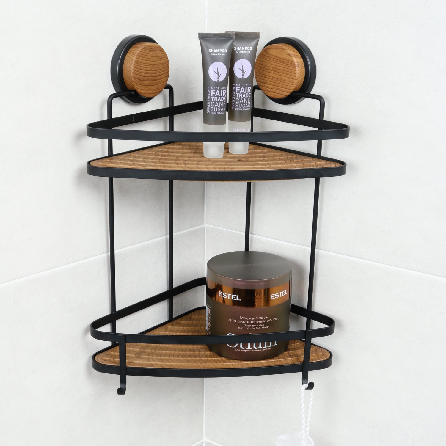 Полка Fixsen угловая двухэтажная черная-дерево Magic (FX-940B-2) - фото 2