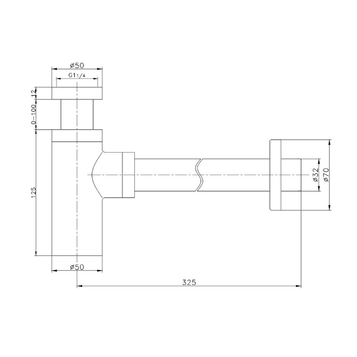 Сифон для раковины Raglo бутылочный, латунь, черный (R600.20.06) - фото 2