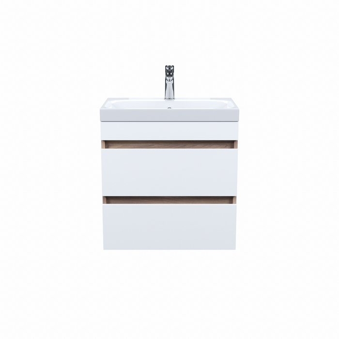 Тумба с умывальником IDDIS подвесная с ящиками 60 см белая/под дерево Zodiac (ZOD6AB0i95K)