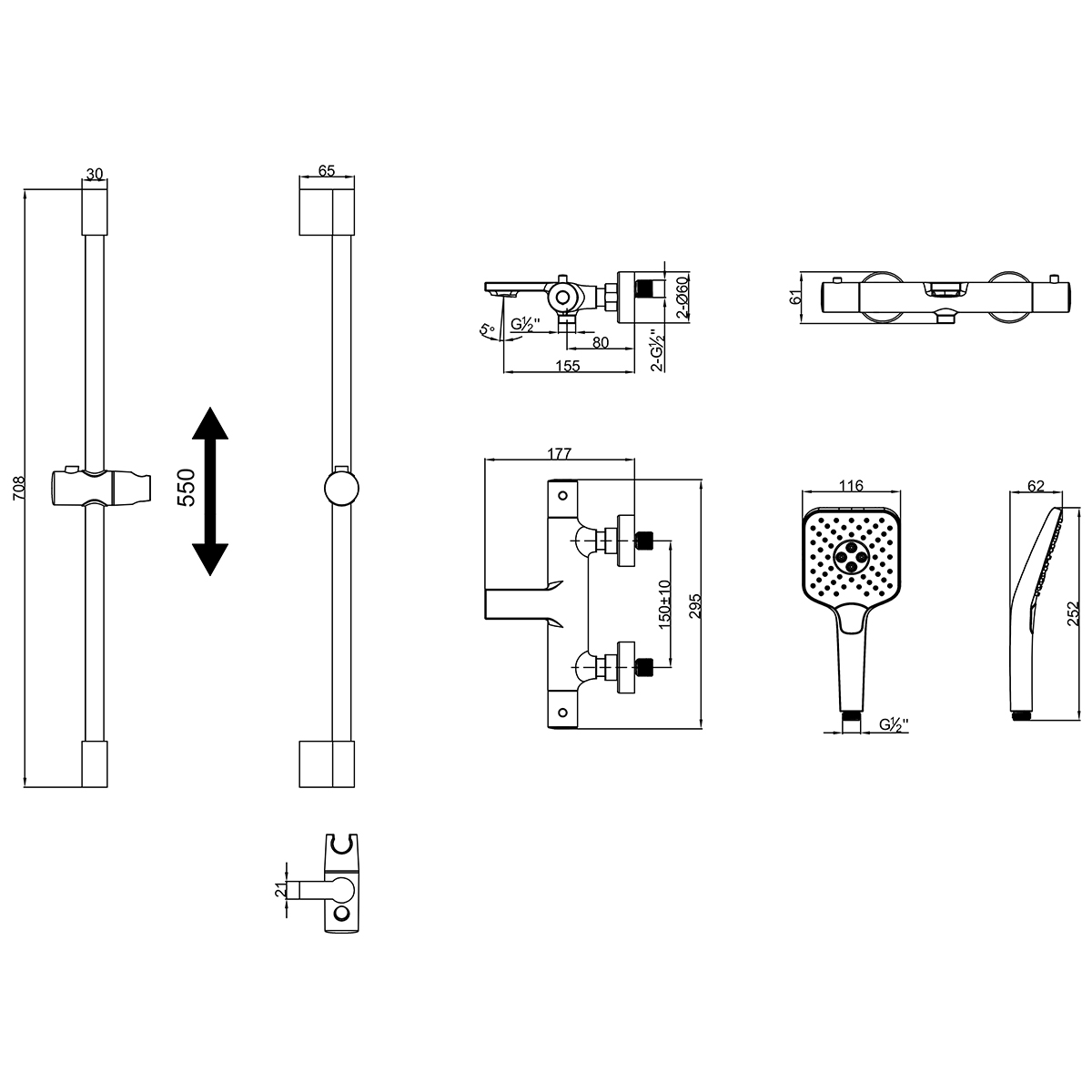 Смеситель Lemark Valday для ванны, термостатический (LMF-8142B-BL) - фото 2