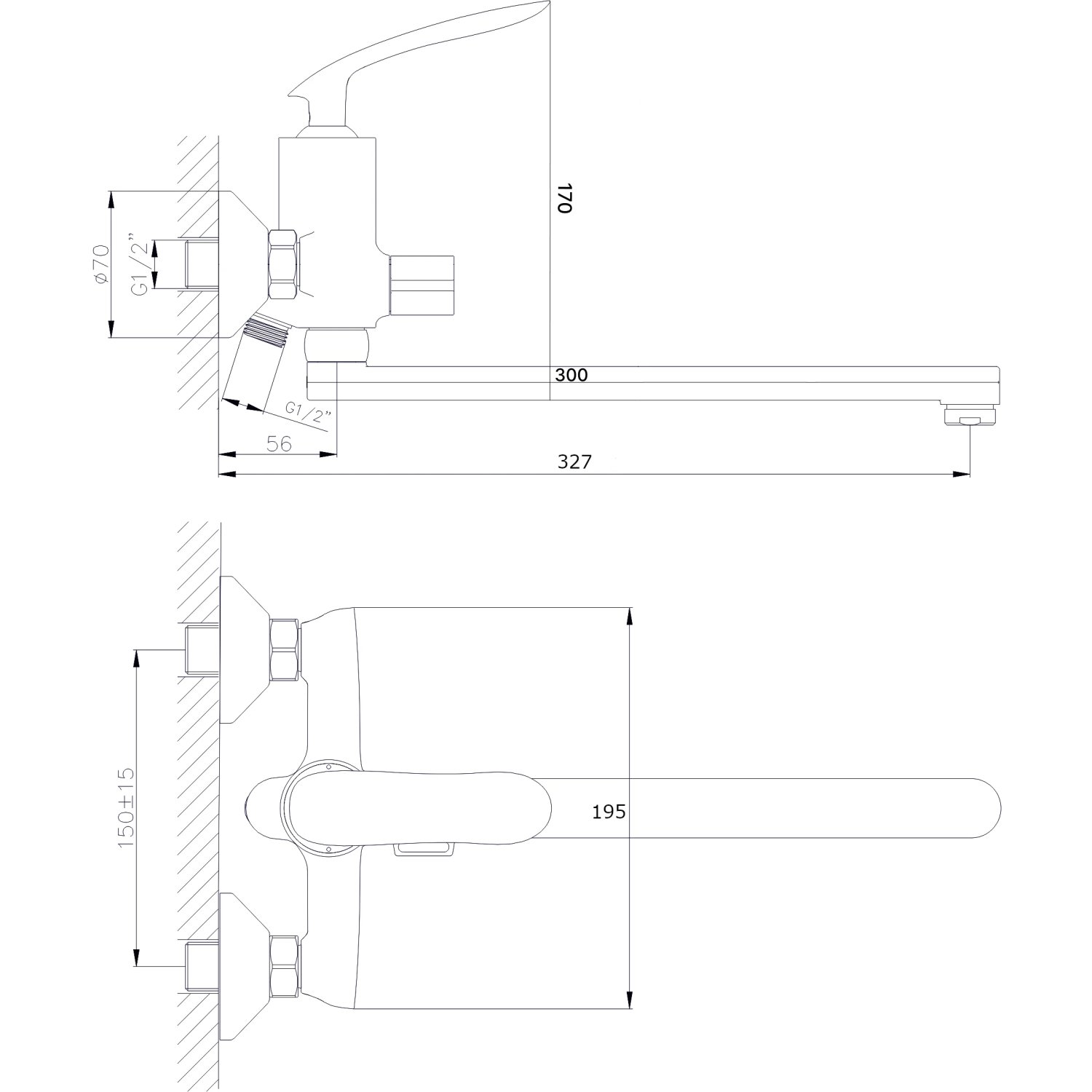 Смеситель для ванны с длинным поворотным изливом RUSH Island (IS6535-51) - фото 2