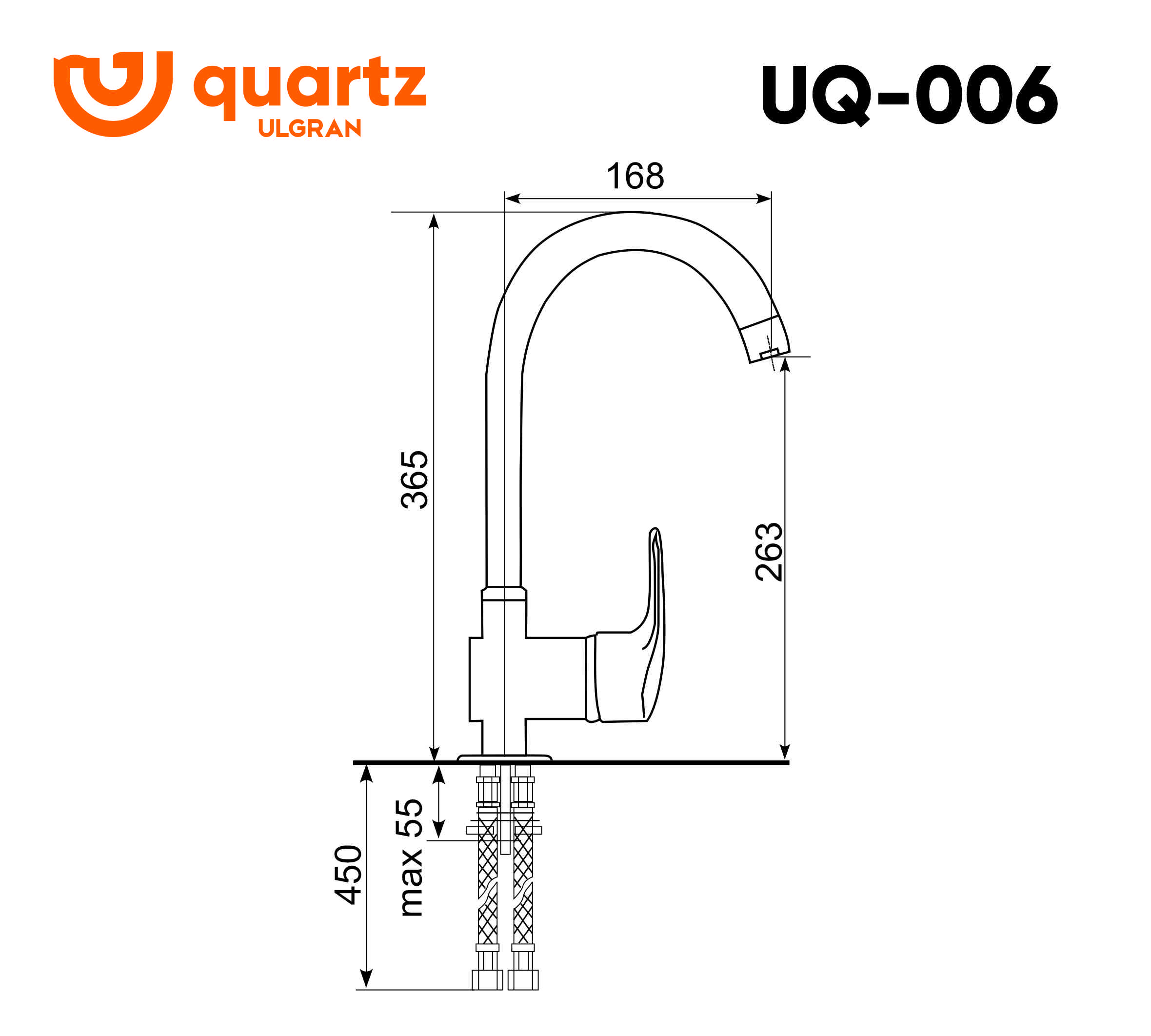 Смеситель для кухни ULGRAN Quartz жасмин (UQ-006-01) - фото 2