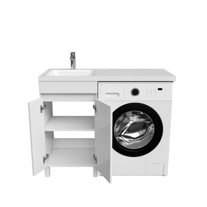 Тумба с умывальником напольная для стиральной машины с дверцами, 110 см, левая, белая, IDDIS Optima Home (OPH11LDi95K) - фото 2