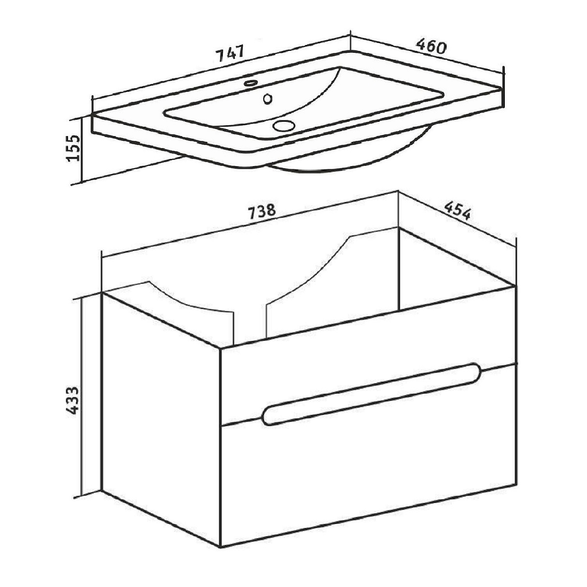 Тумба Runo Парма 75 подвесная 1 ящик под умывальник УТ000001838 (Omega 75) (00000001140) - фото 4