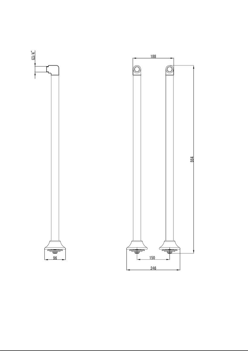 Комплект колонн Lemark для установки смесителя на пол ванны (LM8565C) - фото 2