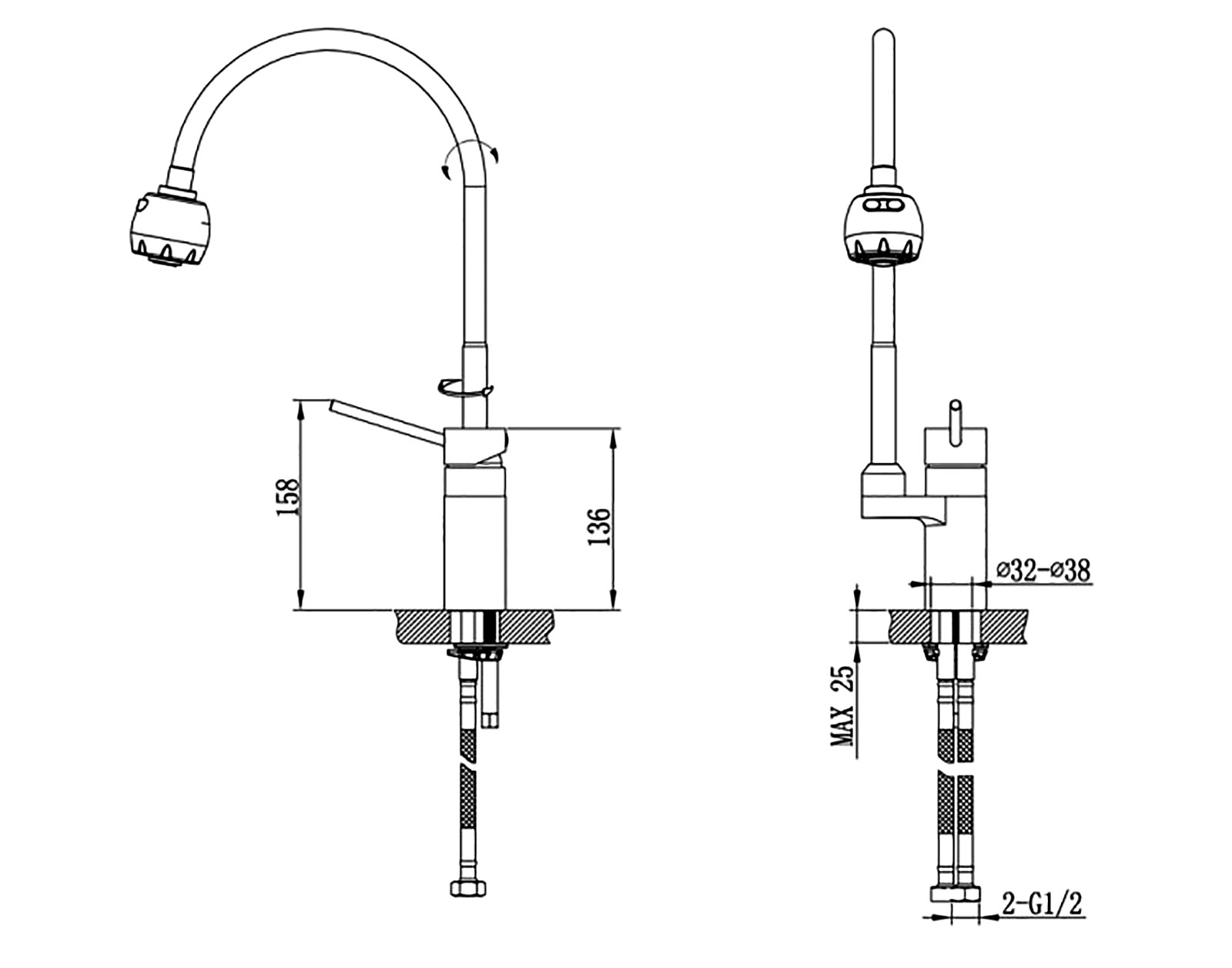 Смеситель для кухонной мойки Timo Saona (2308FS chrome) - фото 2