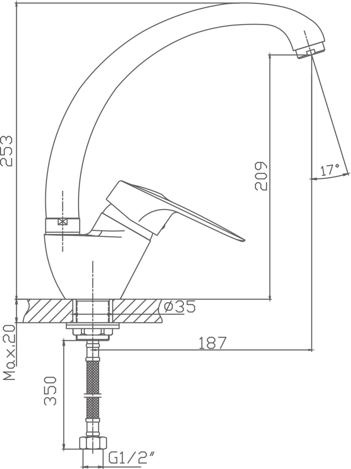 Смеситель для кухни Cron хром (CN4104-2) - фото 2